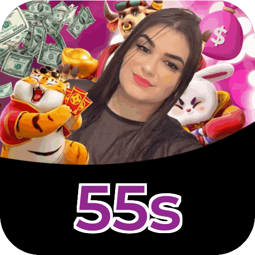 Plataforma 55s mostrando interface moderna, jogos certificados e recursos de segurança licenciados